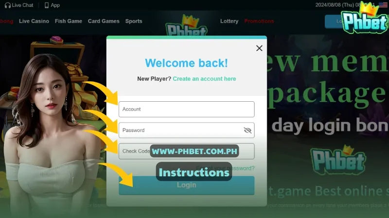 Login PHBET form