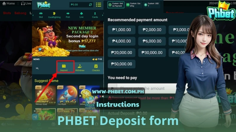 PHBET Deposit form